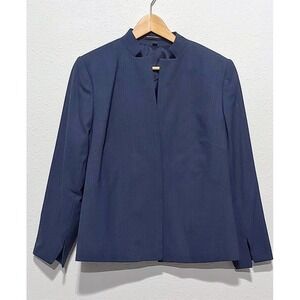 Design Collective Womens Navy Open Front‎ Collarless Blazer Jacket Size 2